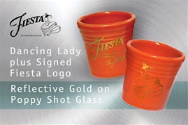 Fiesta Dancing Lady Poppy shot glass with Liz McIlvains signature